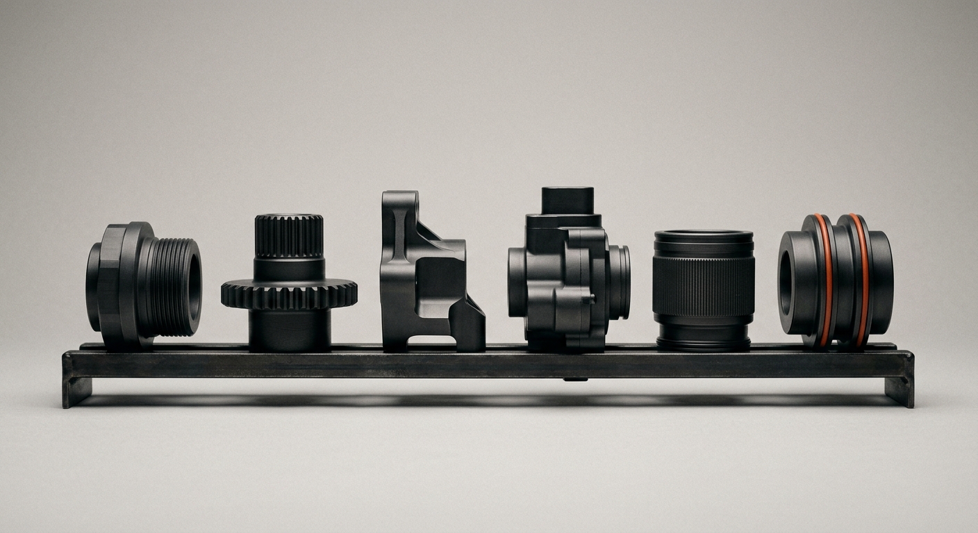 A row of precision automotive components representing the portfolio of supplier processes AI can support