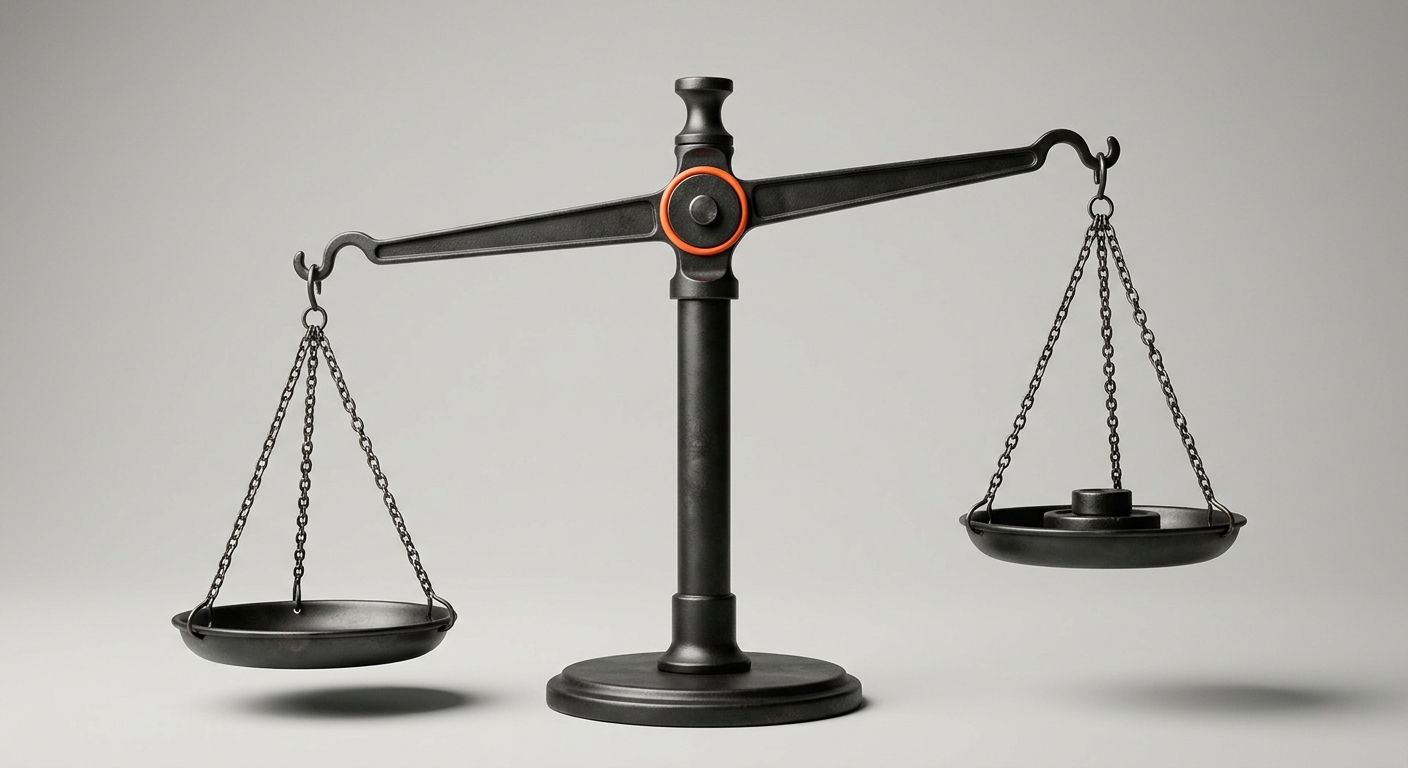 A balance scale weighing the cost of outsourced labor against AI employees