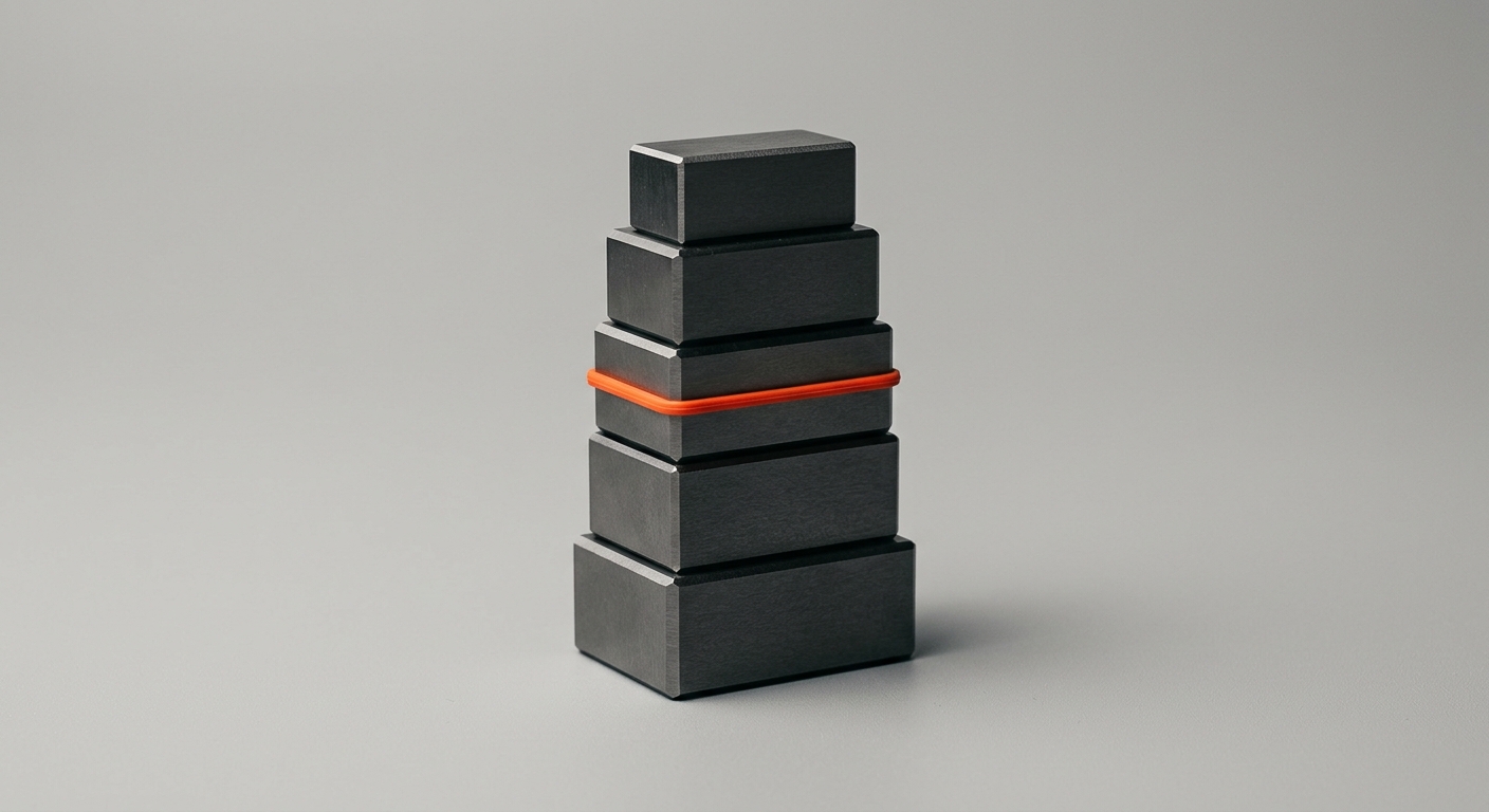 A stack of precision reference blocks, representing a single source of truth AI can be grounded against