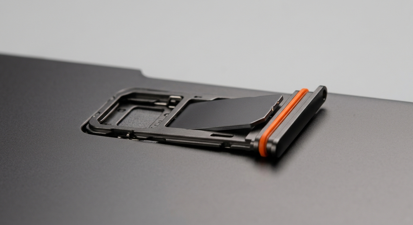 SIM-card tray representing the subscriber side of telecom AI