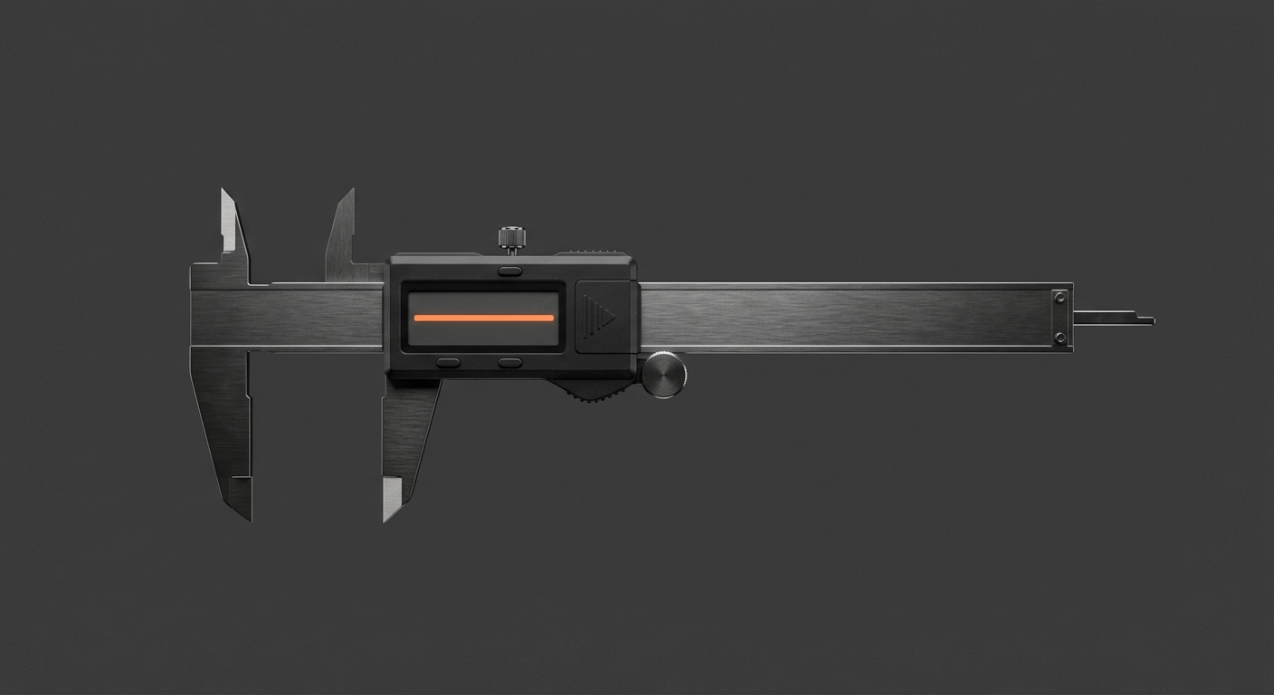 Digitaler Praezisionsmessschieber als Symbol fuer Datenqualitaetsmessung und -bewertung