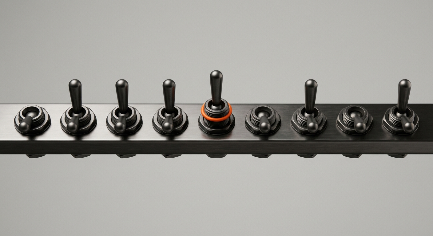 Row of toggle switches representing the WP248 nine-criteria DPIA test for AI agents