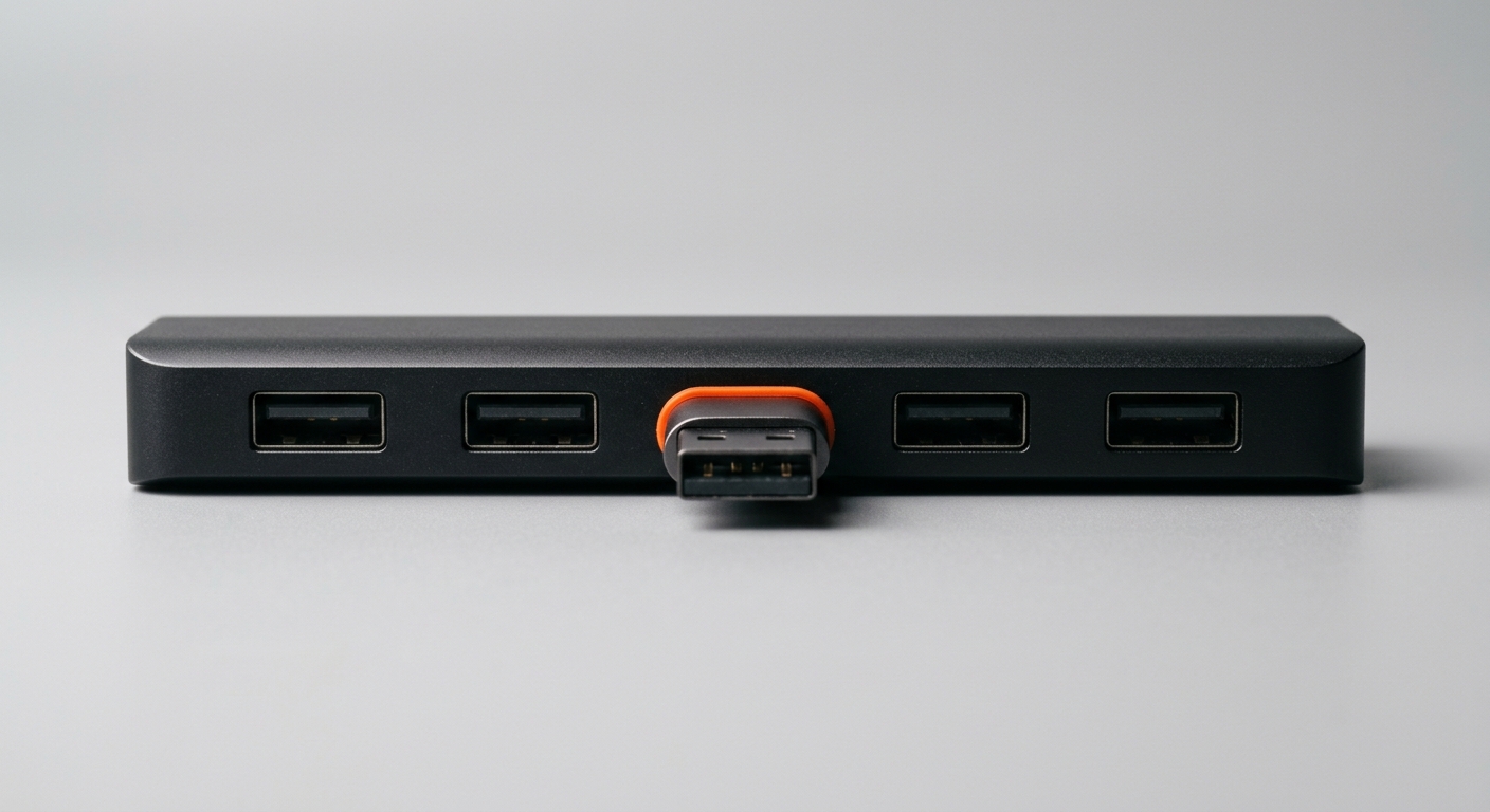 A single connector plugging into a hub of identical sockets, representing one AI agent reaching many enterprise systems through MCP