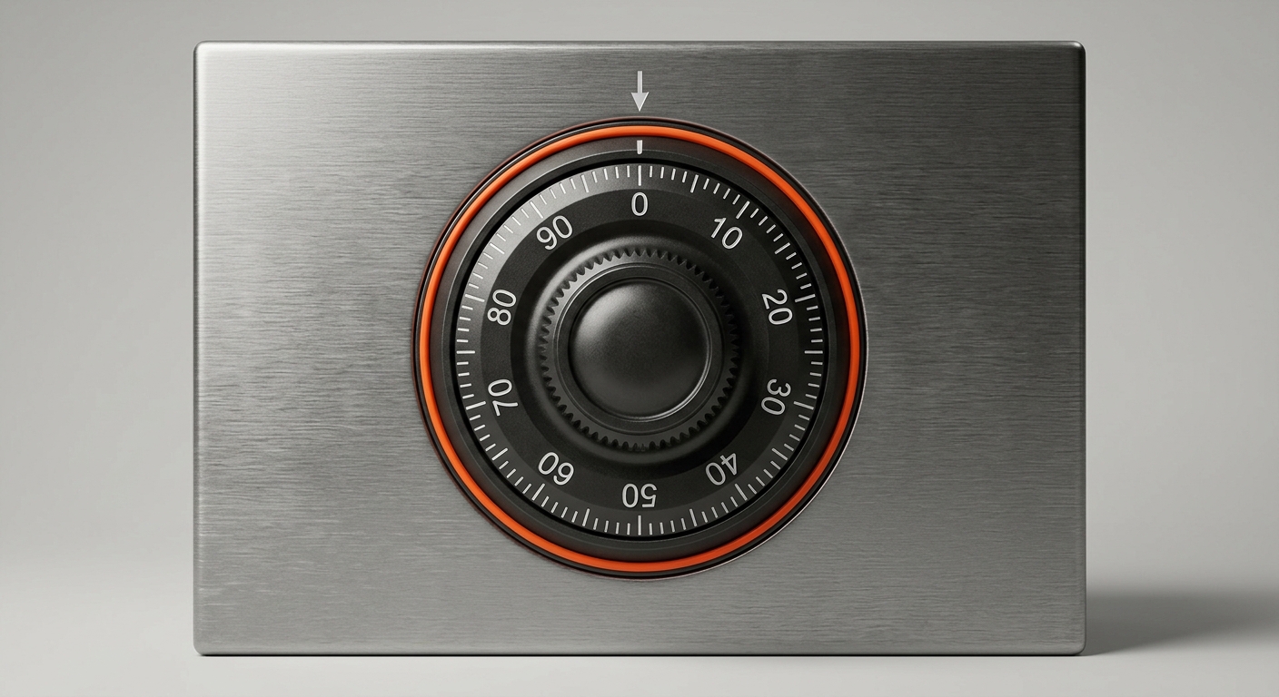 A secured vault dial representing access control and the binding NIS2 compliance gate for AI agents