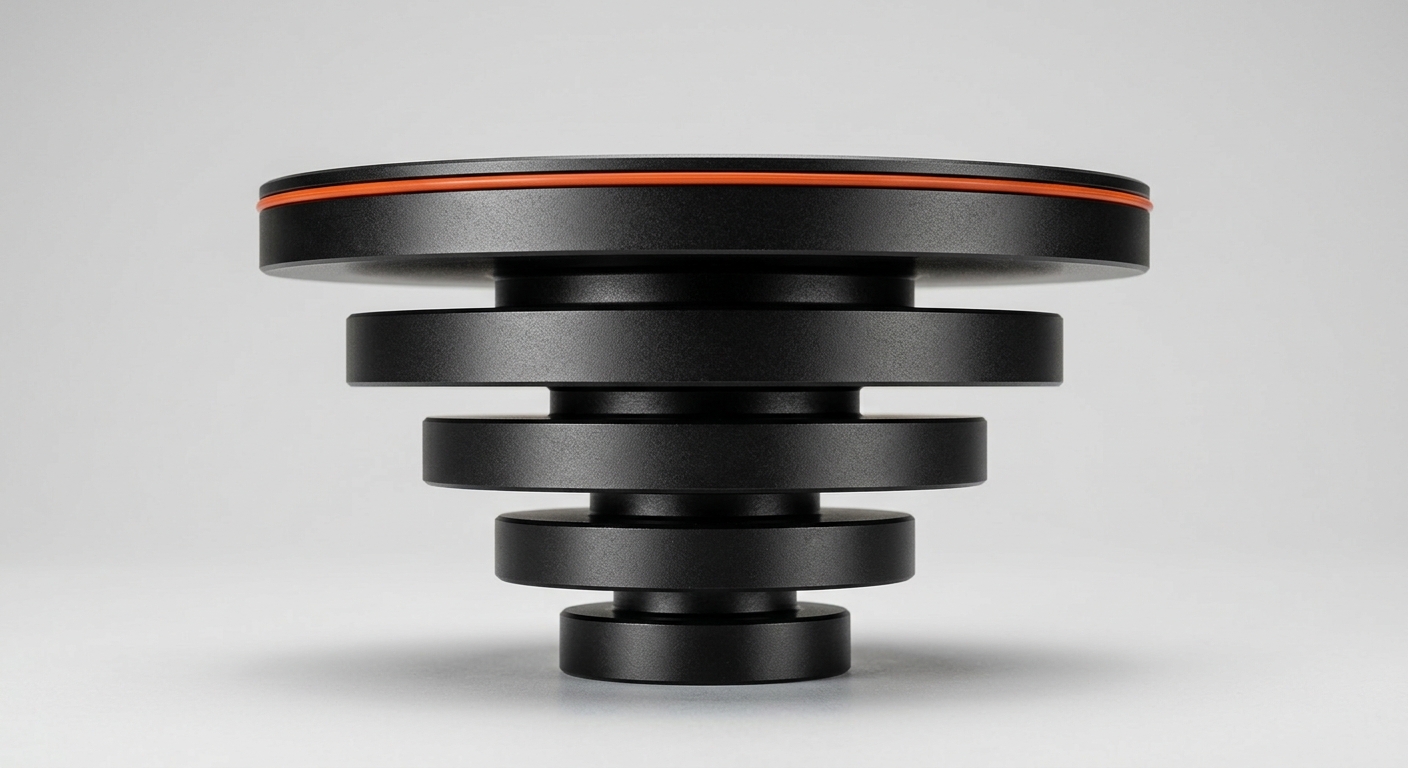 Ascending stacked metal discs representing a new hire ramping quickly to full productivity
