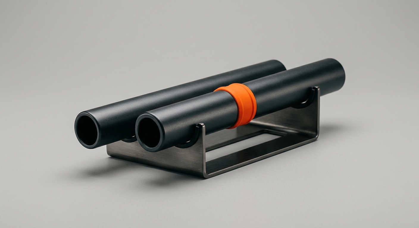 Two identical metal batons resting in a holder, one raised as a ready backup, representing a primary role and its standing coverage